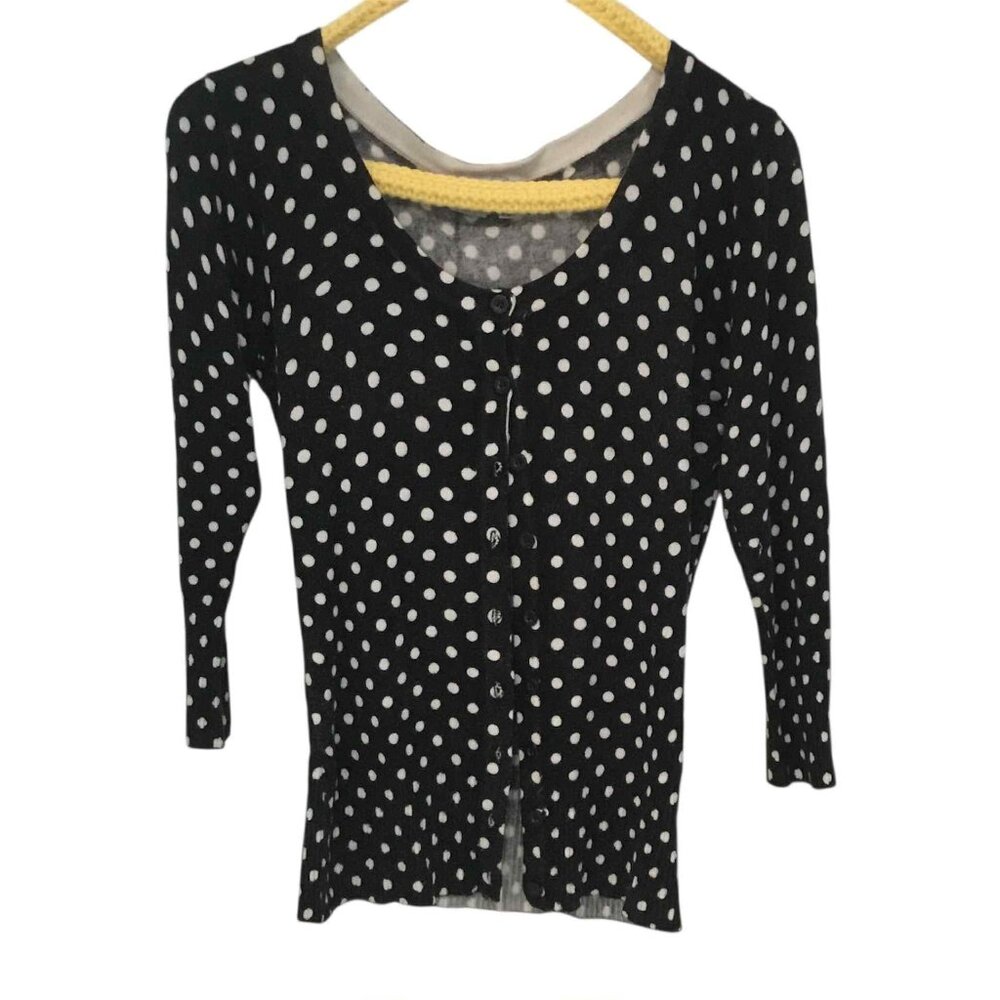 Black Stretchy Polka Dot Cardigan,